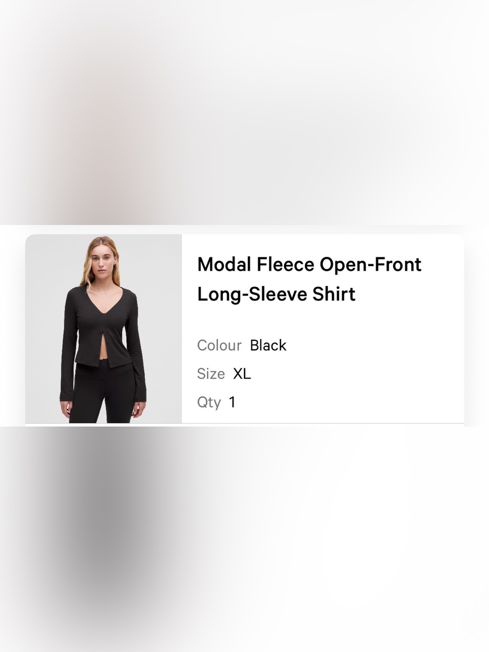 Lululemon Modal Fleece Open-Front Long-Sleeve Shirt - Black Size XL